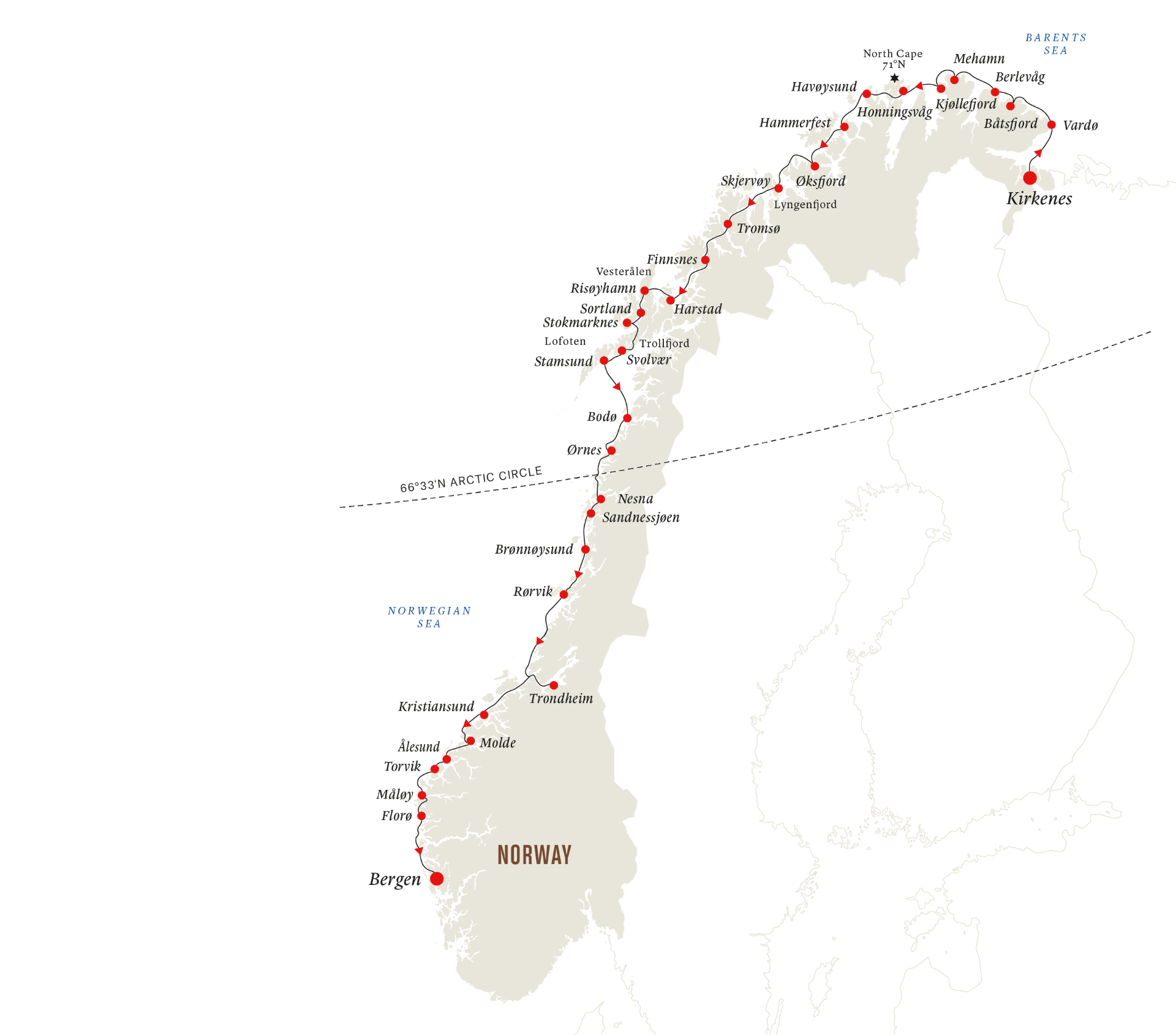 hurtigruten coastal voyage itinerary